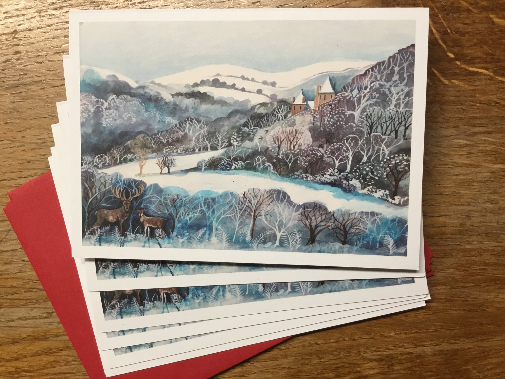 Cardiau Nadolig 'Castell Coch yn yr Eira - Castell Coch in the snow' gan Lizzie Spikes