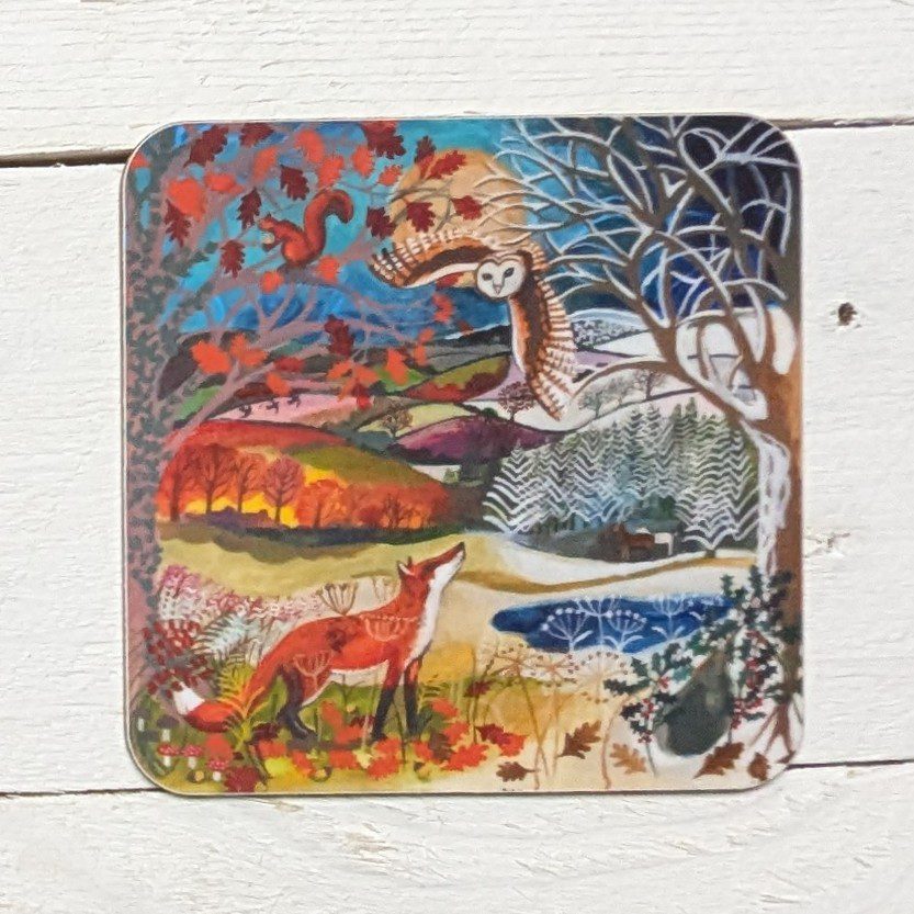 Autumn to winter Square Coaster by Lizzie Spikes