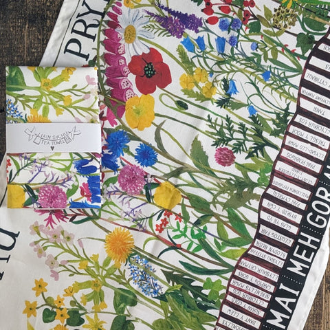 'Blodau Gwyllt Prydain (British Wildflowers)' tea towel by Lizzie Spikes