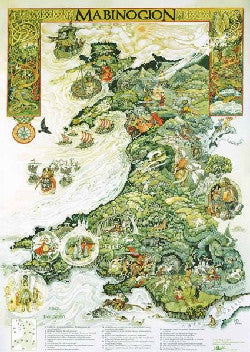 Poster Mabinogion Map Cymru gan Margaret Jones