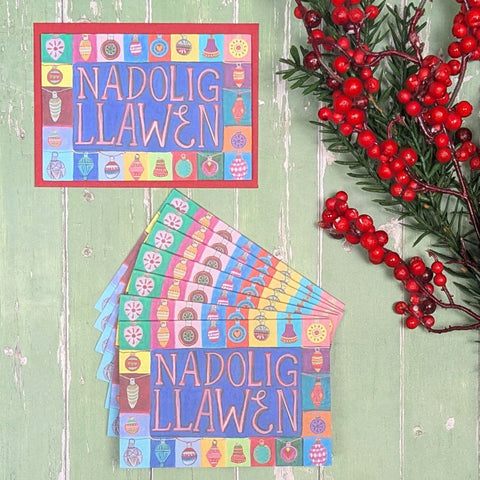 'Nadolig Llawen Baubles' Christmas Cards by Lizzie Spikes