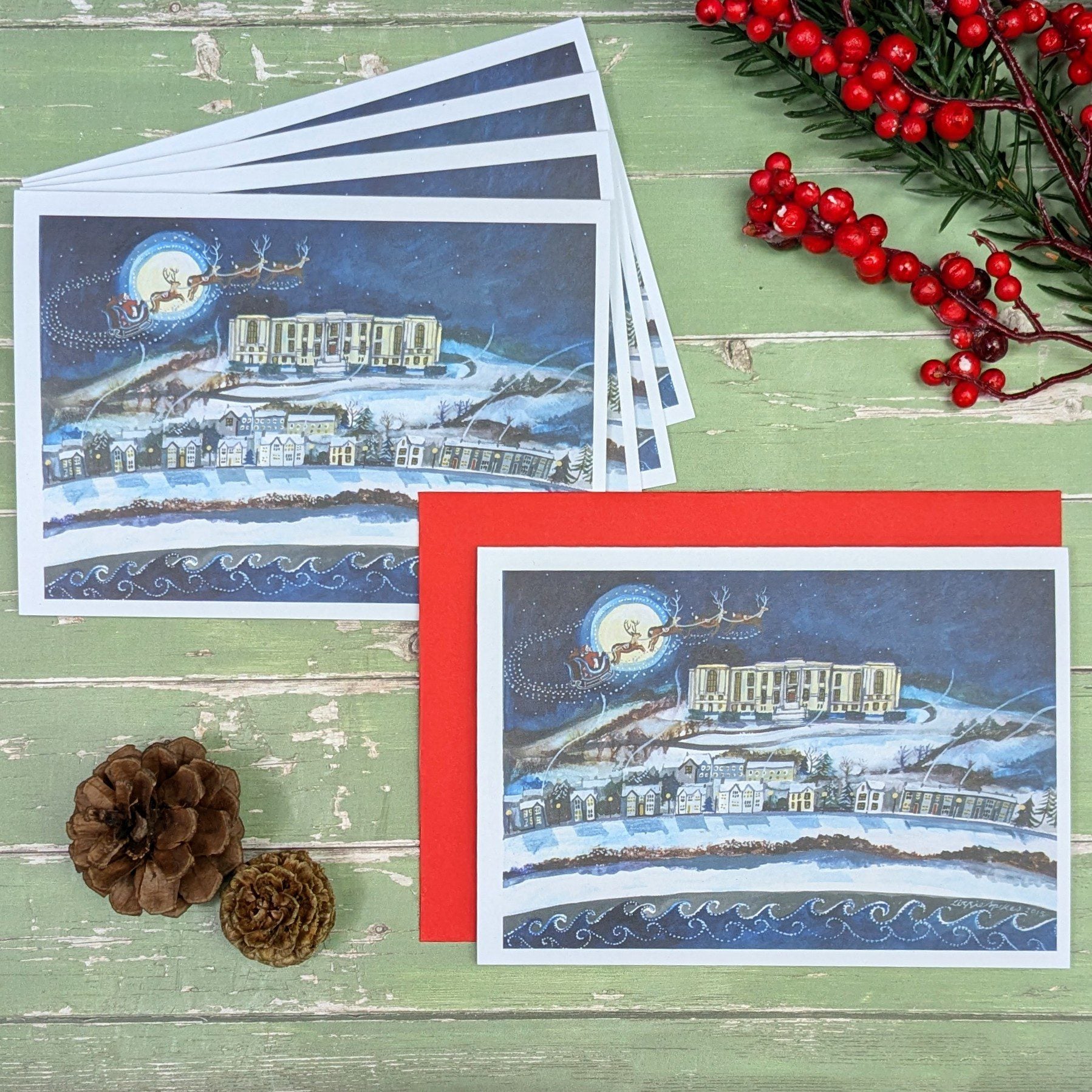 Cardiau Nadolig - Llyfrgell yn yr Eira