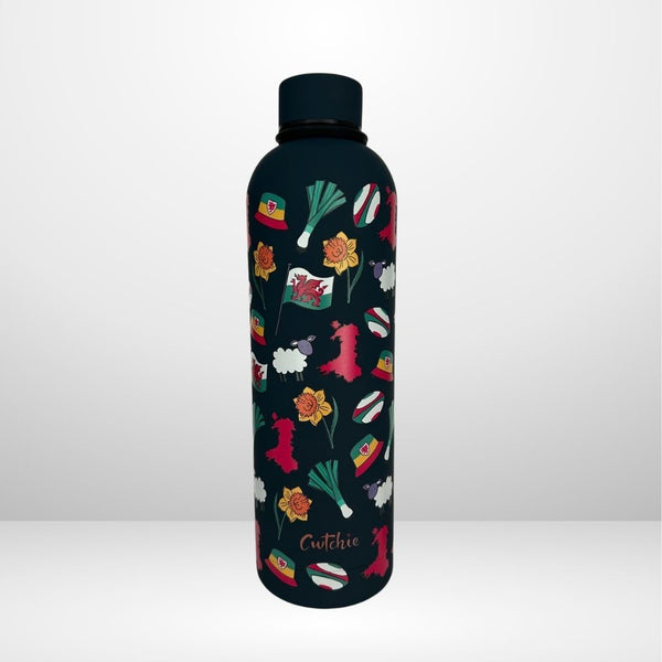 'Cwtchie' - Potel Ddŵr Thermol (Du)