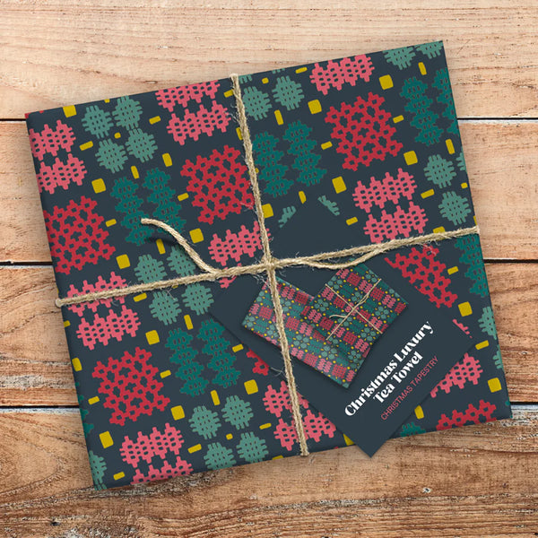 Lliain Sychu - 'Tapestri Nadolig'