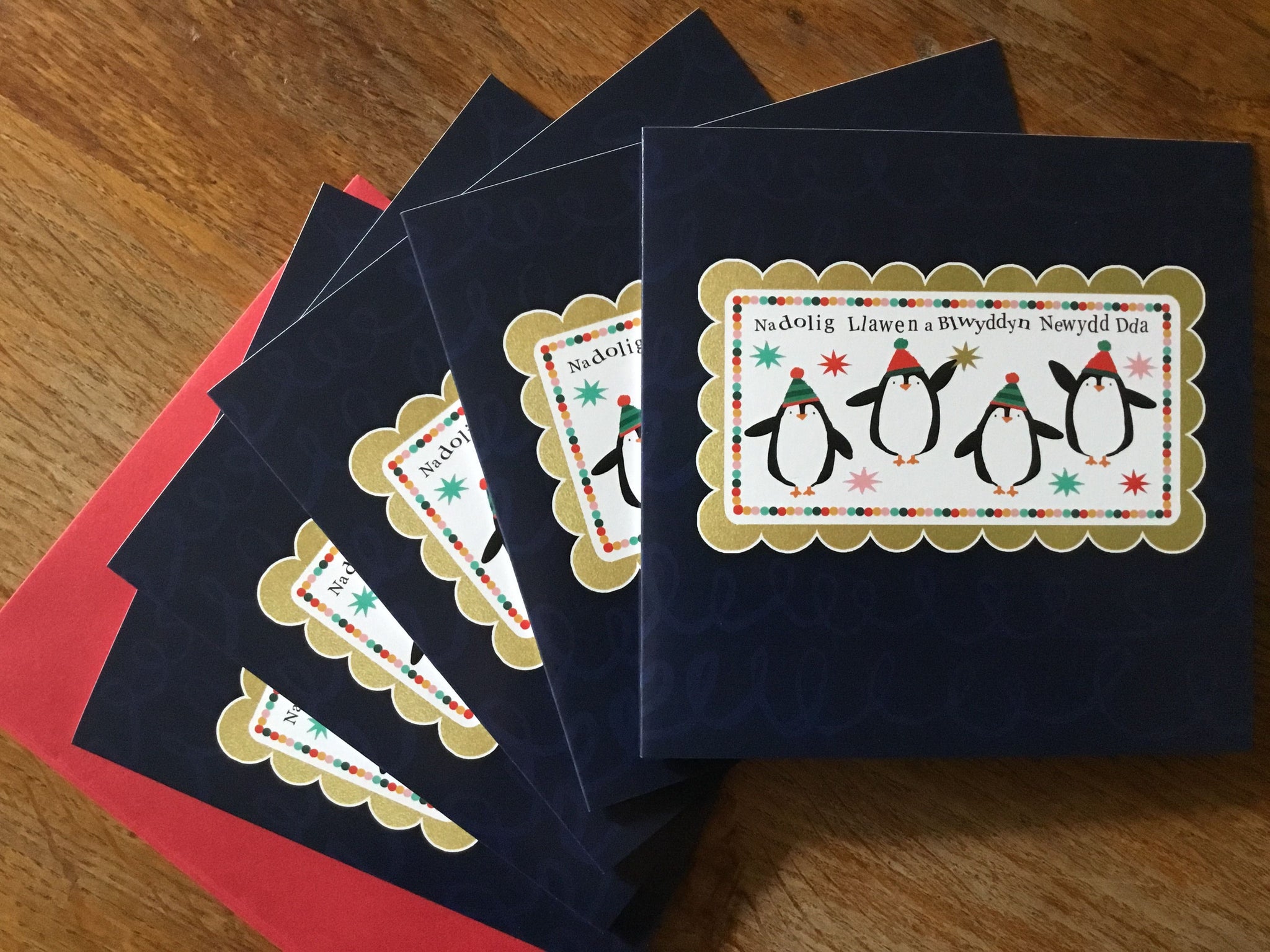 Pack of 5 Charity Christmas Cards - 'Christmas Penguins'