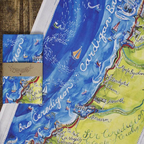 'The Ceredigion Coast Path' tea towel by Lizzie Spikes