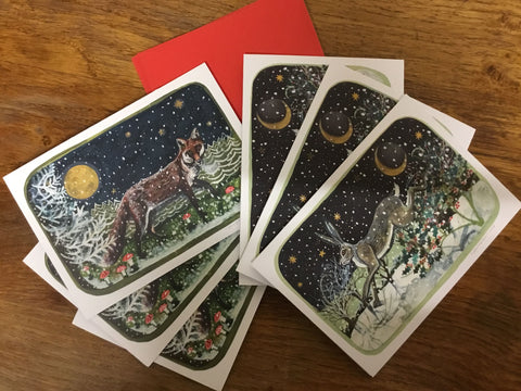 'Fox and Fly Agarics' Christmas Cards by Lizzie Spikes