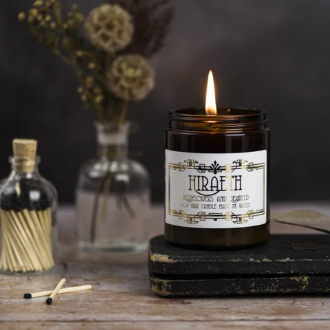 Christmas Candle in an Amber glass jar - 'Hiraeth'