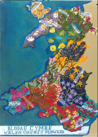 'Blodau Cymru / Welsh County Flowers' Large Tin Sign by Lizzie Spikes