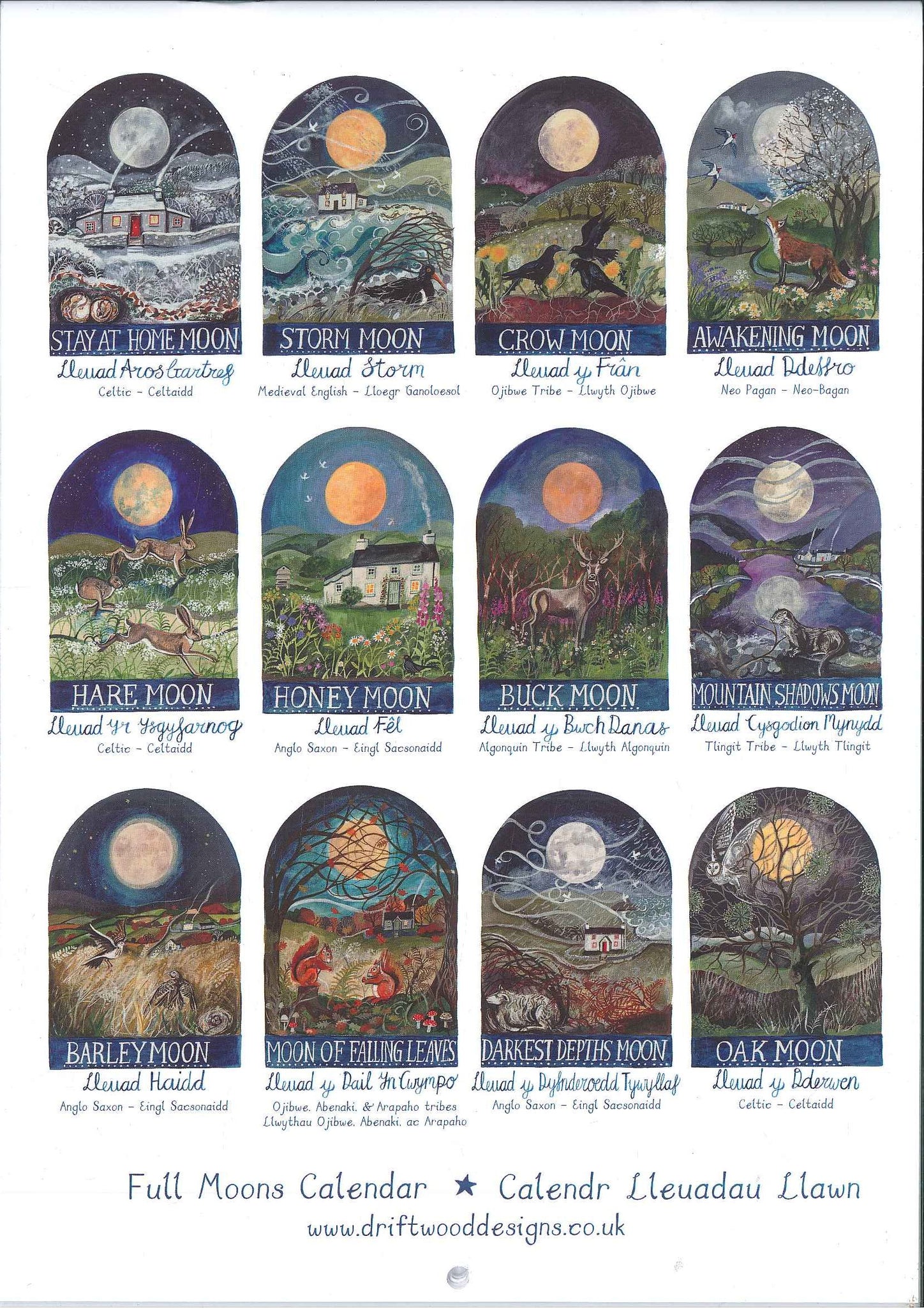 'Full Moons' 2025 calendar by Lizzie Spikes