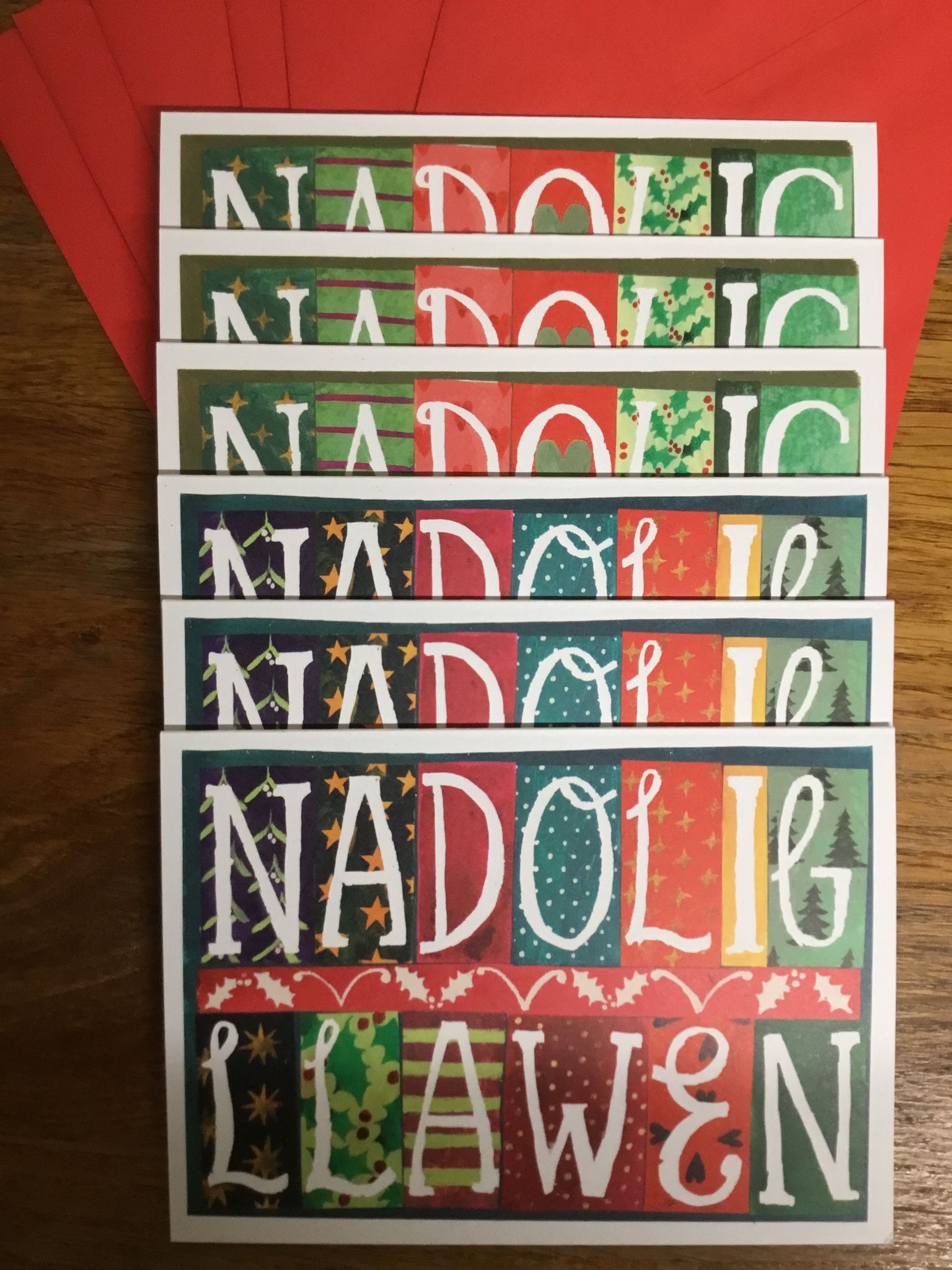 'Nadolig Llawen Patterns' Christmas Cards by Lizzie Spikes