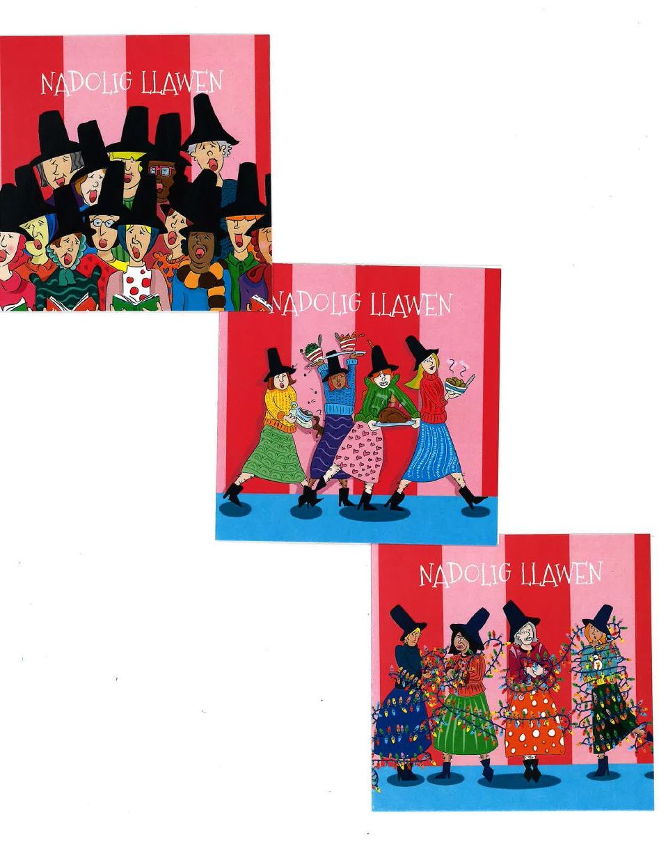 Pecyn o 6 Cerdyn Nadolig 'Lêdis Cymreig Nadolig' gan Cardiau Cardi