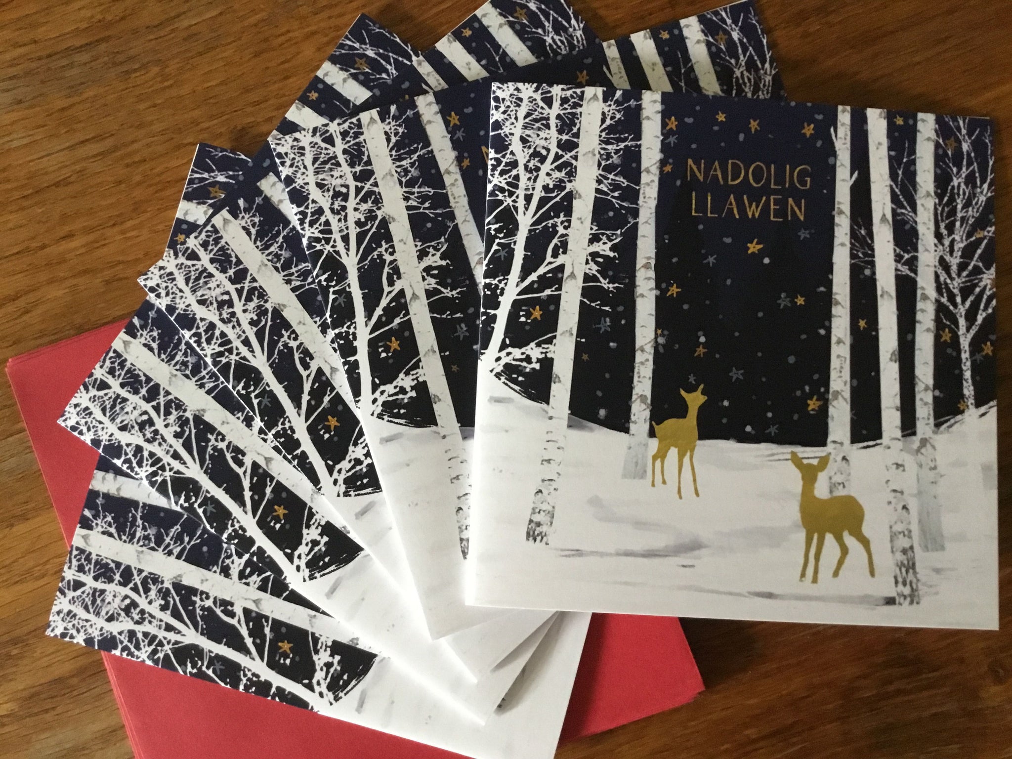 Pack of 5 Charity Christmas Cards - 'Reindeer in Snowy Forest'