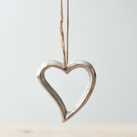 Heart-shaped Silver Hanging Decoration - 10cm