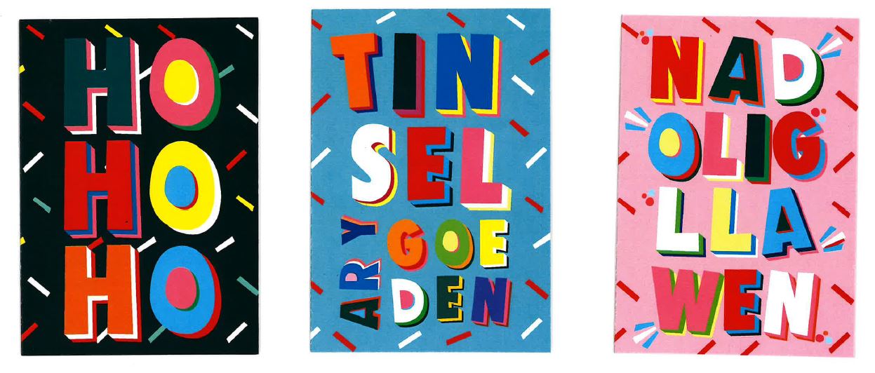 Pecyn o 6 Cerdyn Nadolig 'Cardiau Nadolig Lliwgar' gan Cardiau Cardi