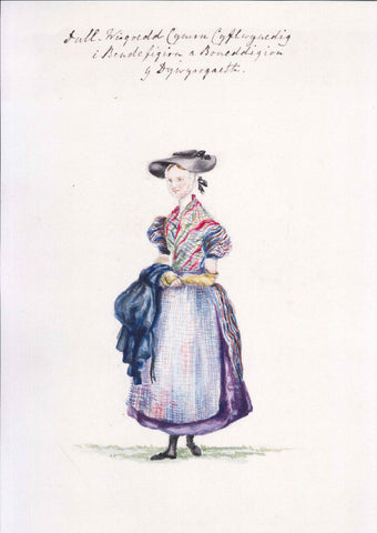 Print heb mownt Dull-Wisgoedd Cymru Lady Llanover, 1834 Rhif 7