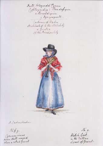 Print heb mownt 'Dull-Wisgoedd Cymru Lady Llanover, 1834 Rhif 9'