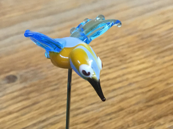 Handmade Glass Lapel Pin - 'Kingfisher'