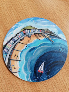 'Aberystwyth Seafront' round coaster by Lizzie Spikes