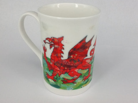 'Draig Goch/Red Dragon' Bone China Mug by Josie Russell
