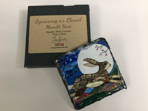 Slate coaster 'Moonlit Hare' (Boxed) by Josie Russell