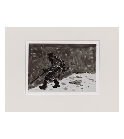 Farmer with stick in a snowstorm [ between 1980 and 2006] - Sir Kyffin Williams Print