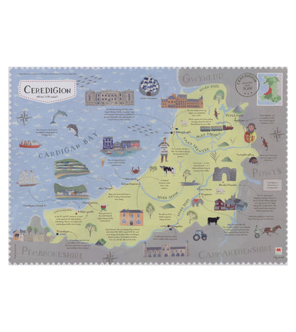 Ceredigion Map Poster A3 - Fersiwn Saesneg