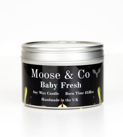 Candle in a tin by Moose & Co. 'Baby Fresh'