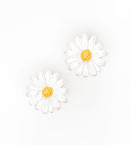 Enamel daisy stud earrings (for pierced ears)