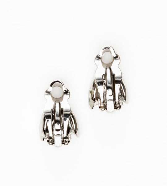 Enamel snowdrop clip-on earrings