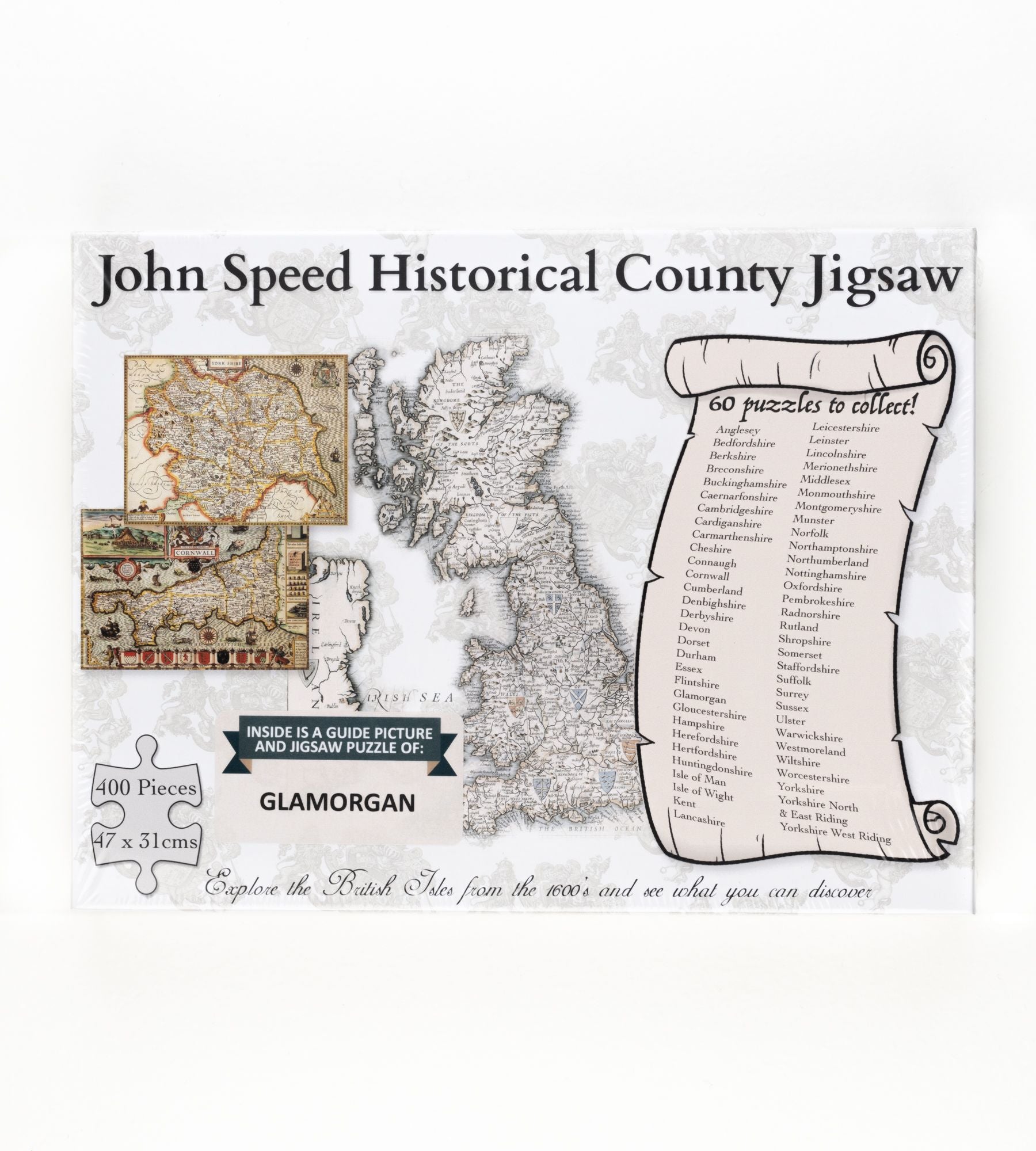 John Speed county map jigsaw 'Glamorgan'