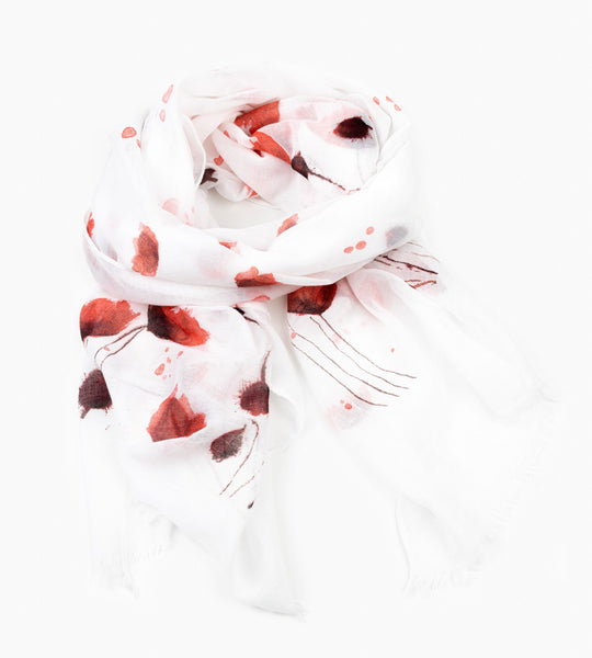 Lightweight scarf with poppy print