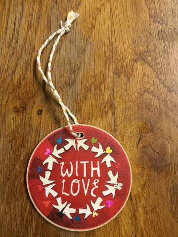 'With Love' Wooden Hanging Decoration by Lizzie Spikes