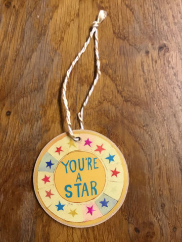 'You're a Star' Wooden Hanging Decoration by Lizzie Spikes